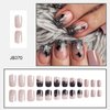 Halloween Press on Nails Medium Square MABKJLF Black Gradient Fake Nails Glitter False Nails with Spider Designs Glossy Glue on Nails Artificial Nails for Women Girls 24 Pcs