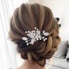 Bridal Wedding Crystal Hair Comb, Handmade Blue Rhinestone Hair Clips Bridal Headpiece Sparkly Crystal Hair Pin Side Combs Hair Accessorie for Women Girls
