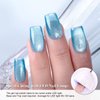 Imtiti Deep Sky Blue Color Gel Nail Polish,0.5fl oz Holographic 9D Cat eyes Glitter Magnetic Gel Polish UV Gel Nail Polish with Magnetic Stick for Nail Salon
