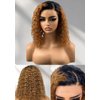 KADOYEE Ombre Brown HD Lace Front Wigs Human Hair Pre Plucked Deep Wave Curly Bob Wigs for Black Women Brazilian Virgin Hair Wigs with Baby Hair 150% Density (14 Inch #1B/33Short Curly Bob Wigs)