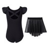 DIPUG Girls Ballet Leotards with Removable Skirt Toddler Flutter Sleeve Criss Cross Back Dance Leotard Combo 4t 5t 6 Black