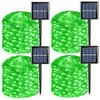 YEGUO 4 Pack Solar Christmas Lights, Green Solar Fairy Lights Outdoor Waterproof, Each 33ft 100 LED 8 Modes Solar String Lights for Christmas Decor