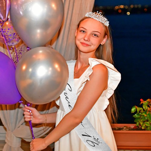 CIEHER Sweet 16 Crown + Sweet 16 Sash + Pearl Pin Set, Sweet 16 Birthday Decorations for Girls, Sweet Sixteen Gifts, 16th Birthday Sash and Crown for Girls Happy 16th Birthday Party Favors