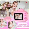 Kids Camera Instant Print Camera for Kids, Christmas Birthday Gifts for Girls Boys, 1080P HD Digital Video Cameras for Toddler, Portable Camera Toy for 4 5 6 7 8 9 10 Year Girl with SD Card (Pink)