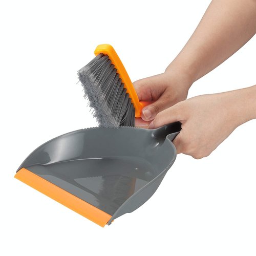 Mini Broom and Dustpan Set - Small Broom and Dustpan Set for Home, Camping Broom, Whisk Brooms Small(Gray Orange)…