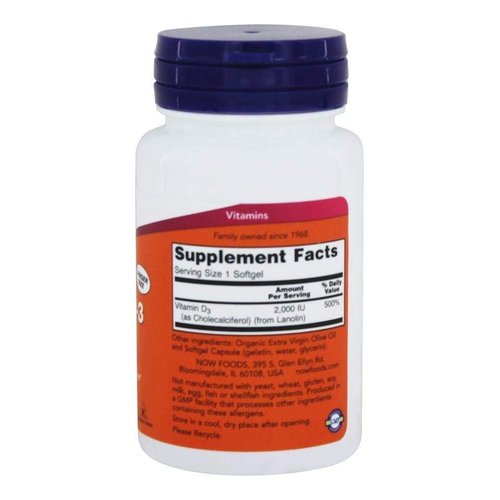 Now Foods, (2 Pack) Vitamin D-3 High Potency, 2,000 IU, 240 Softgels
