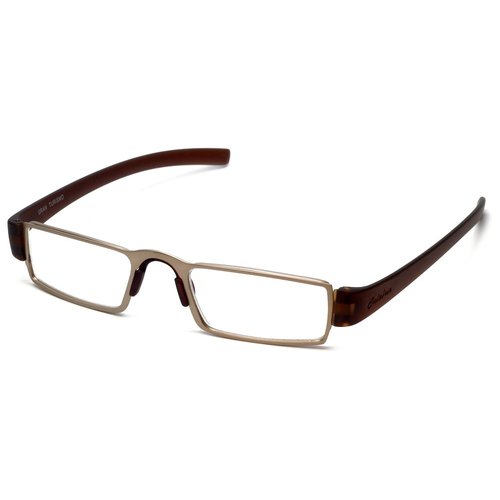 Calabria Coupe Anti Reflective Reading Glasses +1.00 Gold Mens Gran Turismo Stainless Steel Trendy Readers Designer Eyeglass