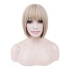 Creamily 12 Inch Short Blonde Wig for White Women Shoulder Length Straight Bob Wigs with Bangs Synthetic Hair Wigs Halloween Costumes Cosplay Wig for Women (16/613 Blonde Wig)