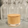 ThougrLyh Salt Box Bamboo Salt Container with Swivel Lid and Spoon Small Spice Cellar with Label 8 oz Capacity salt Holder for Countertop with Magnetic to Easy Open and Seal