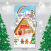 Gingerbread House Door Cover Christmas Front Door Banner Backdrop Xmas Gingerbread Man Theme Hanging Door Decorations for Winter Holiday Shower Birthday Party Supplies, 71 x 35 Inches