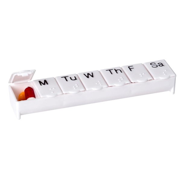 Acu-Life Weekly (7-Day) Pill Organizer, Vitamin Case, and Medicine Box, Small Compartments, White