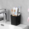 Electric Toothbrush Holder 3 Slots Tooth Brushing Holder with Bamboo Dividers for Bathrooms, Plastic Toothbrush and Toothpaste Organizer for Shower, Countertop, Vanity, Black