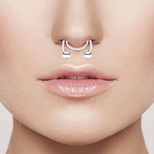 SCERRING Fake Septum Nose Hoop Rings Stainless Steel, Lip, Ear & Nose Ring, Non Piercing Clip On Nose Rings, Body Piercing Jewelry 20PCS Mix Color 1#