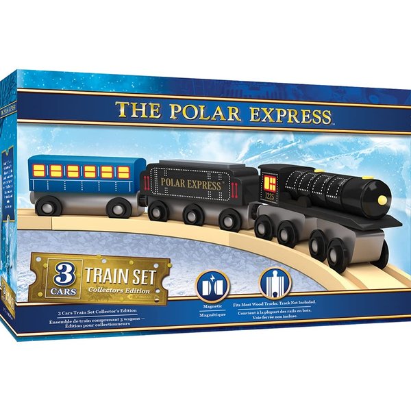 MasterPieces Wood Train Sets - The Polar Express 3 Piece Train Set - Officially Licensed Toddler & Kids Toy