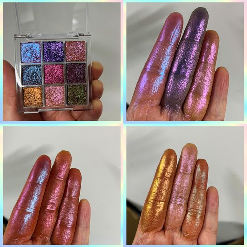 SZDYM Professional super multi-chrome 9 color eyeshadow palette,long-lasting and handmade chameleon eyeshadow,100% Vegan and Cruelty Free with special colors,Super Smooth and Highly Pigmented (#03)