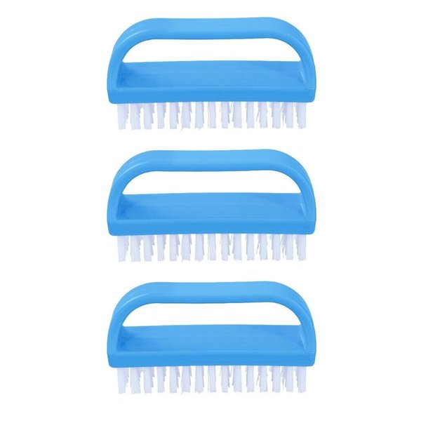Superio Nail Brush Cleaner with Handle 3 Pack, Durable Scrub Brush to Clean Toes and Fingernails, All Purpose Hand Scrubber Nail Scrubbing Cleaning Brush - Stiff Bristles, Easy to Use (3-Pack)