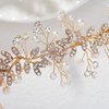 Foyte Crystal Bride Wedding Hair Comb Gold Leaf Bridal Headpieces Rhinestone Flower Hair Vines Pearl Bridesmaid Side Combs Hair Accessories for Women and Girls (Gold)