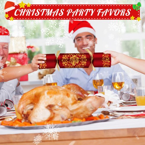 10PACK Christmas Party Favor 10‘’ No-Snap Table Favors with Prize Joke Gifts for Adults Kids Party Supplies Dinner Decorations British English Holiday Games Red