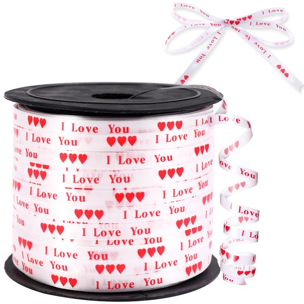 KatchOn, Red Valentines Day Ribbon -100 Yards | Red I Love You Ribbon for Valentines Day Decorations | Red Heart Ribbon for Crafts, Valentines Ribbons for Crafts | Valentines Day Gift Ribbon