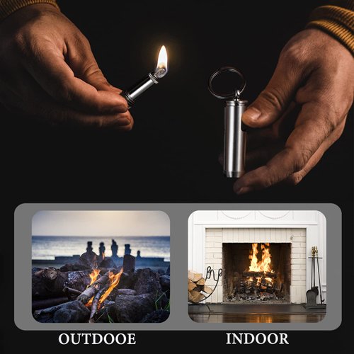 Morisk 2 Pack Permanent Match Keychain Multitool with Bottle Opener & Glass Breaker, Waterproof Flint Fire Starter Fluid Refillable, Forever Never Ending Matches Strike Anywhere for Survival