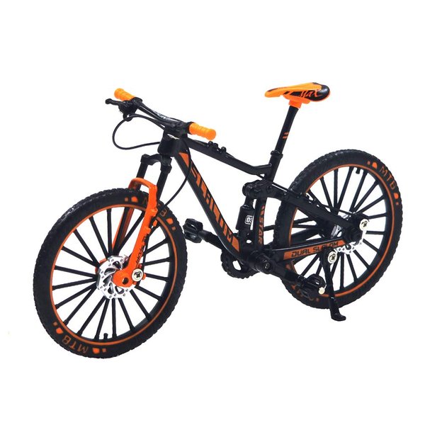 Ailejia Alloy Mountain Bicycle Ornament Model Bike Cake Topper Racing Bike Mountain Finger Bicycle Toy Mini Bicycle Vehicles Party Decorations Crafts for Home (Black Orange)