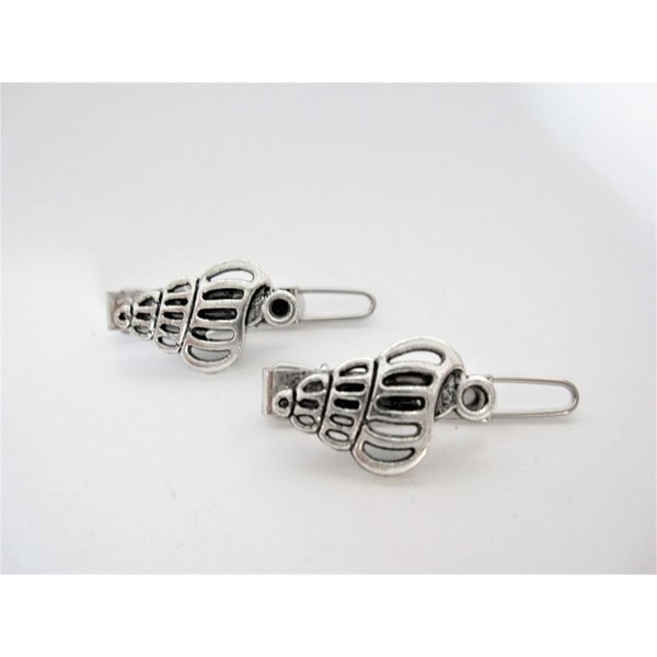 Generic 2 extra tiny small silver seashell metal barrette hair clip for fine thin hair