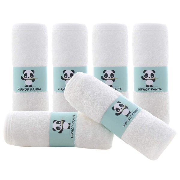 HIPHOP PANDA Baby Washcloths, Rayon Made from Bamboo - 2 Layer Soft Absorbent Newborn Bath Face Towel - Natural Baby Wipes for Delicate Skin - Baby Registry as Shower(6 Pack)