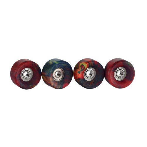 Teak Tuning Apex 61D Urethane Fingerboard Wheels - Slim Bowl Shaped, 7.5mm Diameter - ABEC-9 Stealth Bearings - Made in The USA - Tie Dye Swirl Colorway