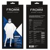 Fromm Professional Client Hair Styling and Hair Cutting Cape, Water and Stain Repellent Teflon Coating for Shampoo Bowl and Wet/Dry Cutting, 44" x 58", White with Black Trim