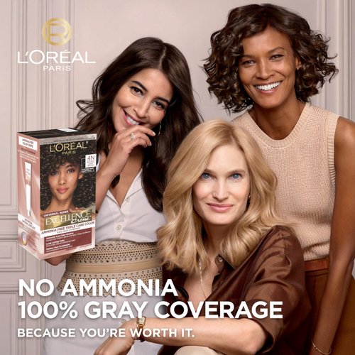 L’Oréal Paris Excellence Universal Nudes Permanent Hair Color, Ammonia Free Hair Dye for Gray Hair Coverage, 4N Natural Dark Brown, 1 Hair Dye Kit