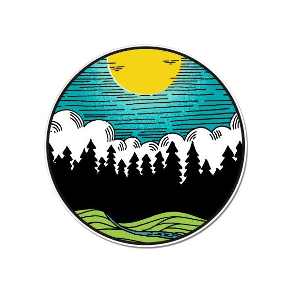Forest Landscape Sun Nature Scene Outdoor - 8" Vinyl Sticker - for Car Laptop I-Pad - Waterproof Decal