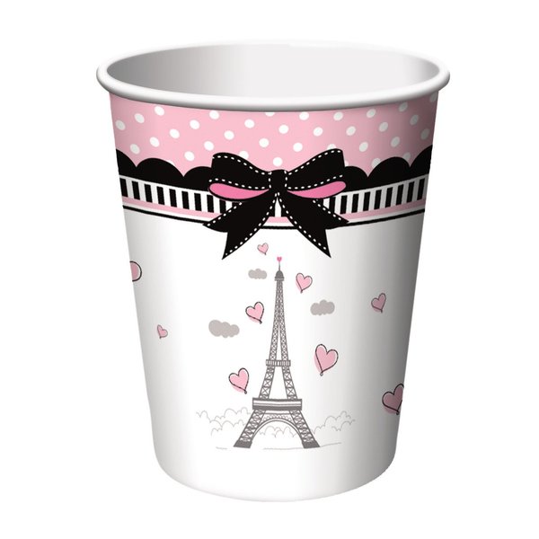 Creative Converting 375584 Party in Paris Disposable Paper Cups, 9 oz, 8 pcs