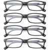 Kerecsen 4 Pack Reading Glasses for Women/Men Spring Hinges Readers Glasses Lightweight Eyeglasses (4 Pack Black, 2.00)
