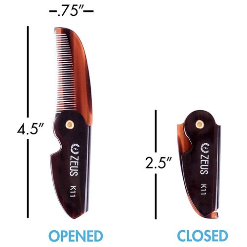 ZEUS Mustache Wax & Folding Mustache Comb Grooming Set for Men – Folding Mustache Comb & Natural Mustache Wax to Tame, Nourish Facial Hair