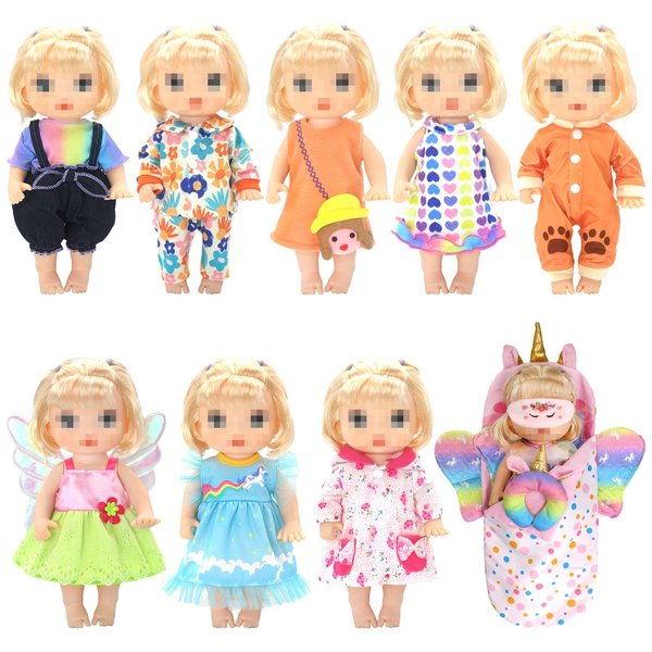 SOTOGO 9 Pieces Doll Clothes Outfits for Alive Baby Doll Clothing Fits 13 14 14.5 Inch Girl American Doll Clothes and Accessories