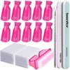 Teenitor Gel Nail Polish Remover Kit with 10pcs Nail Polish Remover Clips Cap 115pcs Nail Wipe Cotton Pads Nail Scraper Nail Files and Buffer Bushes - Hot Red