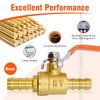Horiznext 3/8 inch mini 2 way brass barb air ball valve for water gas fuel shut cut off 10mm pex tubing, (2pc in pack)