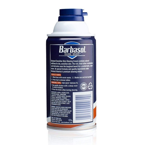 Barbasol Thick & Rich Shaving Cream, Sensitive Skin 10 oz ( Pack of 2)