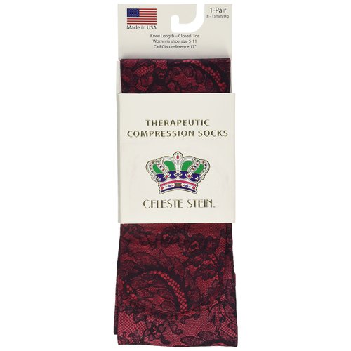 Celeste Stein Therapeutic Compression Socks, Rouge Lace, 15-20 mmHg, Moderate, Multi, 0.6 Ounce