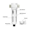 Beduan 1/2" Air in-line Compressed Particulate Filter,Moisture Water Trap Filter With Visible Bowl,Manual Drain(MIDI)