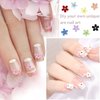 3D Flower Nail Charms, 3 Boxes 3D Acrylic Flower Nail Art Rhinestones with Gold Silver Pearl Beads Tweezers Included Spring Blossom Petal for DIY Nail Decorations
