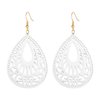 MALOYANVE Bohemian Wood Earrings for Women Girls Handmade Natural Retro Lightweight Teardrop Geometric Hollow Wooden African Dangle Drop Geometric Statement Earrings Boho Vintage Ethnic (White)