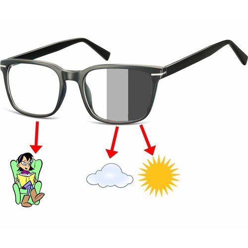 Glazzers Transition Reading Glasses Photochromic Readers (Black, +3.00)