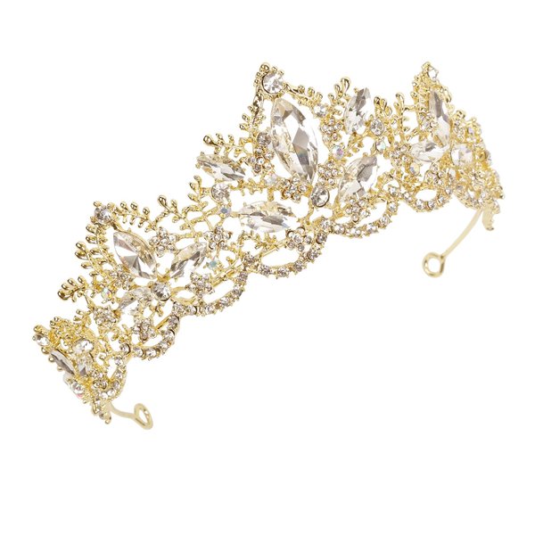 Gold Princess Crown and Tiaras for Women Girls Birthday Baroque Queen Crowns Diamond Crystal Rhinestone Tiara Halloween Cosplay Costumes Headband for Bride Bridal Wedding Party Prom Hair