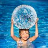 10 Pieces Inflatable Beach Balls Glitter Beach Ball Swimming Pool Balls Floatable Confetti Ball for Summer Beach Pool Party Favor for Kids Adults, 16 Inch (Silver)