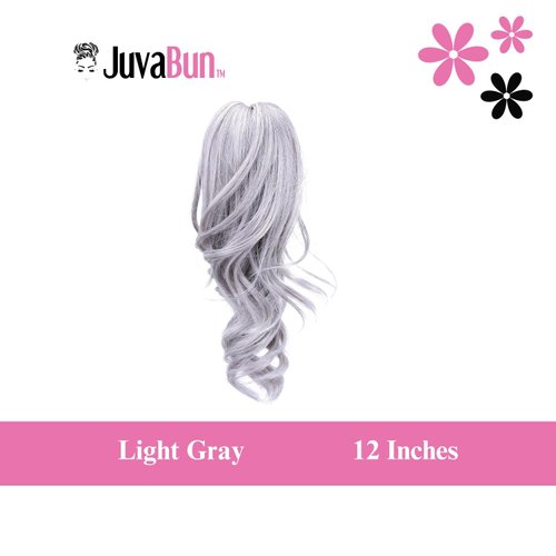 JUVABUN Claw Clip Wavy Ponytail Extension 12'- Light Gray| Hair Extension Clips | Synthetic Ponytail Extension| Wavy Hair Extensions | Washable Realistic And Synthetic |human hair- Light Gray
