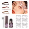 LSxia Brow Stamp and Eyebrow Stencil Kit, Eye-brow Stamp Waterproof Eyebrow Powder and Eyebrow Shaping Kit, Natural Eye Brow Definer with 10 Brow Stencils for Women Eye Brown Makeup (Dark Brown)
