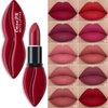 Easilydays Matte Red Lipstick for Women, A Big Kiss Lip Mouth Lipstick, Moisturizing Velvet Lipsticks, Fresh Natural Velvet Lip Stain, Long-Lasting Wear High Pigmented, Dark Makeup Lip Gloss (#02)