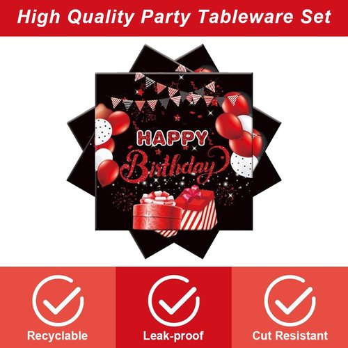 Generic 40Pcs Party Supplies 20 Plates + 20 Napkin Birthday Party Decorations (Happy Birthday)