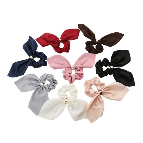 Numblartd 8Pcs Hair Scrunchies Elastic Hair Ties Wide Rabbit Ear Hair Rope for Thick Hair - Women Ponytail Holder Bowknot Hair Bands Hair Accessories